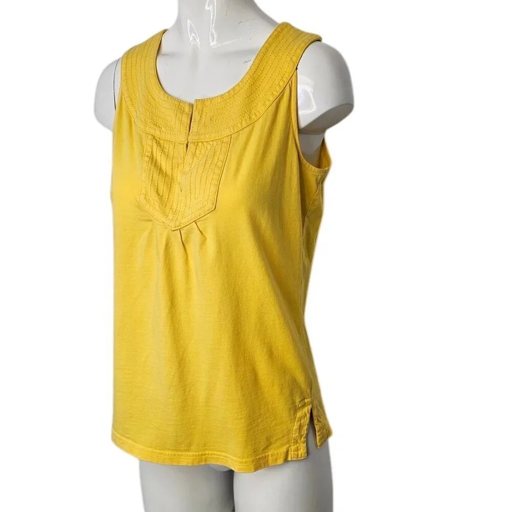 Lilly Pulitzer Womens Slit Front Tank Top Size XS Yellow Stitching Neckline - Picture 2 of 9
